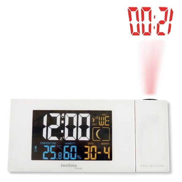 Technoline WT 537 Orologio da Tavolo Digital Table Clock Bianco Rettangolare 