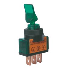 Toggle switch   2pol./3pin   ON-OFF 12VDC - transparent green