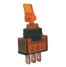 Toggle switch   2pol./3pin   ON-OFF 12VDC - transparent yellow