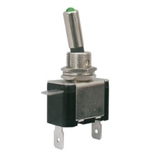Toggle switch   2pol./2pin  ON-OFF 12VDC/25A  (green LED)