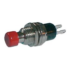 Push-button switch  OFF-(ON) 12V (rounded) small - red