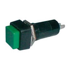 Push-button switch ON-OFF 250V/1A (squared) - green