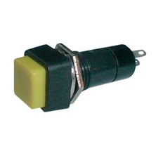 Push-button switch OFF-(ON) 250V/1A (squared) - yellow