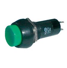 Přepínač tlačítko kul.  ON-OFF 250V/1A zelené
