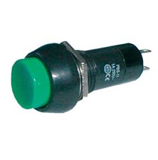 Push-button switch  OFF-(ON) 250V/1A (rounded) - green