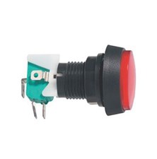 Push-button switch ON-(ON) 250V/10A (rounded) with microswitch red