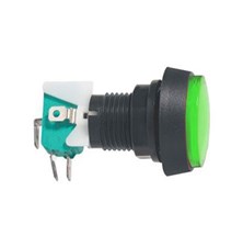 Push-button switch ON-(ON) 250V/10A (rounded) with microswitch green