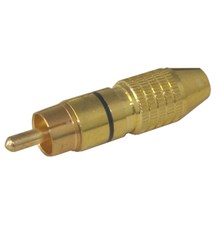 Konektor CINCH kabel kov zlatý pr.6mm černý