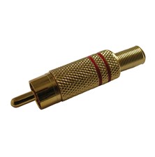 Konektor CINCH kabel kov zlatý červený