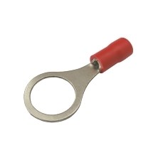 Insulated ring terminal 10.5mm, conductor 0.5-1.5mm  red