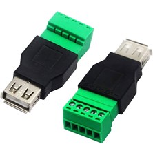 USB-A socket with terminal block