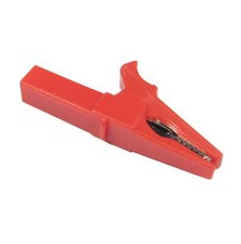 Alligator clip for banana isolated, red, l55mm