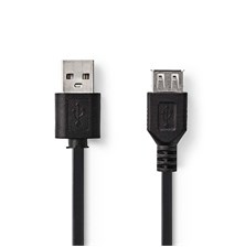 Kábel USB 2.0 A konektor/USB 2.0 A zdierka 0,2m NEDIS CCGP60010BK02