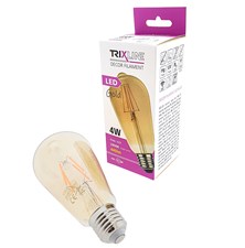 Žárovka Filament LED E27 4W bílá teplá TRIXLINE ST64 Gold