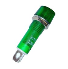Indicator round 230V with glow plug, green for hole 10mm XDN1