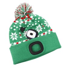 Cap with headlamp TES green rechargeable