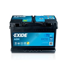 Car battery AGM EXIDE START-STOP EK720 72Ah 12V