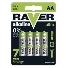 Baterie AA (R6) alkalická RAVER  4ks