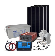 Solární sestava ostrovní SOLARFAM 510Wp, 12V, baterie 200Ah, měnič 230VAC 1000W, celočerný
