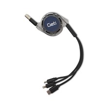 Cable GETI GCU 01 USB 3in1 black retractable