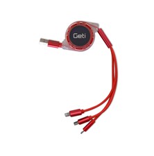 Cable GETI GCU 02 USB 3in1 red rectractable