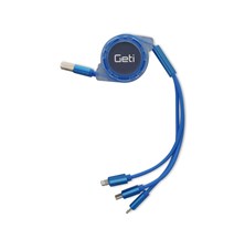 Kábel GETI GCU 03 USB 3v1 modrý samonavíjaci