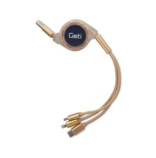 Kábel GETI GCU 05 USB 3v1 zlatý samonavíjacie