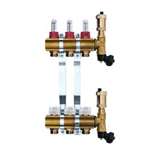 Brass manifold with automatic deaeration - 3 way