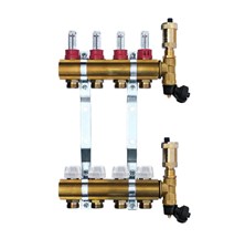 Brass manifold with automatic deaeration - 4 way