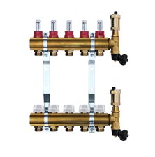 Brass manifold with automatic deaeration - 5 way