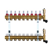 Brass manifold with automatic deaeration - 9 way