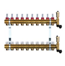 Brass manifold with automatic deaeration - 10 way