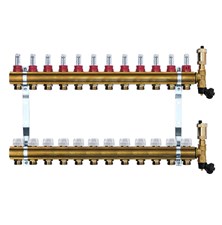 Brass manifold with automatic deaeration - 12 way