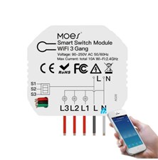 Smart ovládač osvetlenia MOES Switch Module MS-104C WiFi Tuya