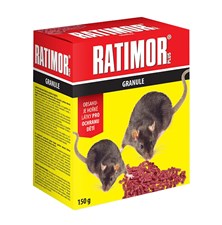 Nástraha proti myším, krysám a potkanům RATIMOR Plus 150g granule/krabička