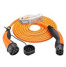 Charging cable Helix LAPP 61798 type 2 22kW 32A 3 phase 5m for electric cars