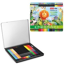 Crayons EASY Premium triangular classic and double-sided 24 pcs / 36 colors in a metal box