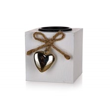 Candle holder HOME DECOR Metal Heart white