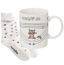 Darčekový hrnček s ponožkami ORION Nekonečná láska - mačka 0,35l