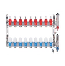 Square stainless steel manifold with automatic venting - 9 ways