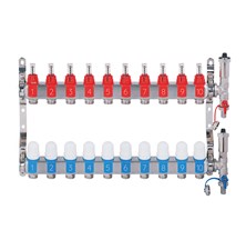 Square stainless steel manifold with automatic venting - 10 way