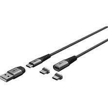 Cable GOOBAY 65653 USB 2in1 magnetic 1m Black