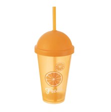 Cup with lid and straw ORION Fresh orange 0.5l