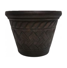 Flowerpot STREND PRO dark brown - rattan effect 29x23cm