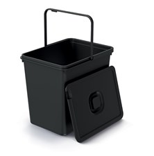 Trash bin SYSTEMA BASIC FLAP black with lid 23l