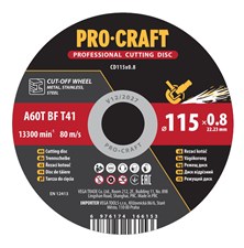 Cutting disc PROCRAFT 115x0,8mm