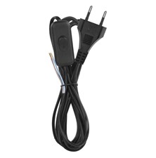 Power cord PVC 2x0,75mm 3m black with switch