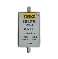 Anténní zesilovač TEROZ 496X, UHF K21 až 48, filtr 5G, LTE, GSM, G14dB, F2dB, U95dBμV, F-F