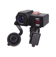 Nabíječka USB STU 34701 s voltmetrem a CL zásuvkou na motocykl - pomačkaný a roztržený obal