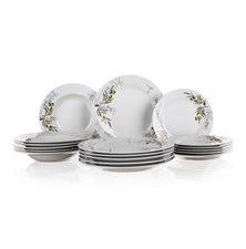 Sada jídelní BANQUET Olives - rozbaleno - JEN 4x dezertní talíře, 4x hlubokých talířů, 2x velké talí